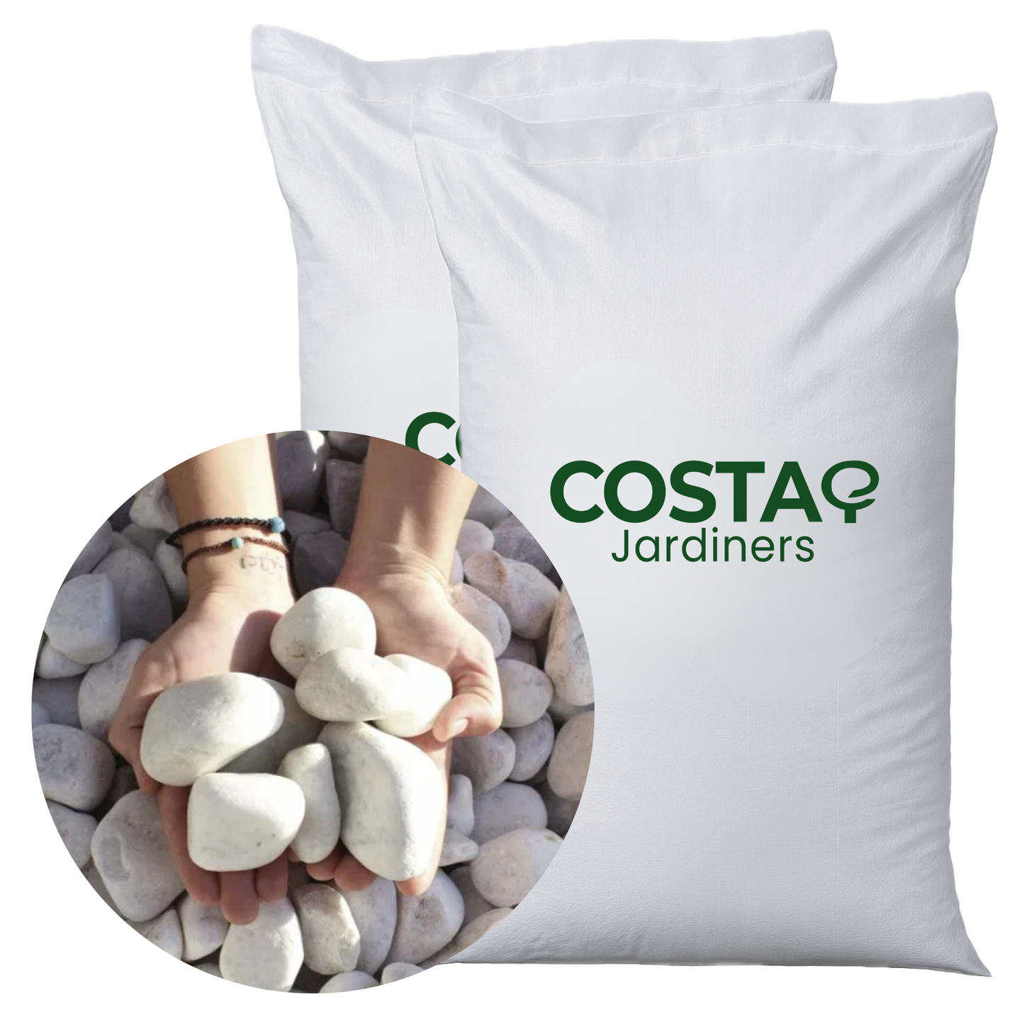 Canto Rodado Blanco - Pack 2 sacos de 20kg